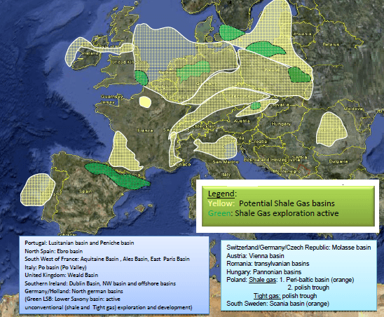 mappa dello shale gas in europa