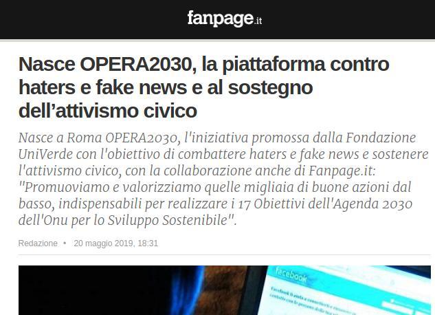 Nasce OPERA2030, la piattaforma contro haters e fake news e al sostegno dell’attivismo civico